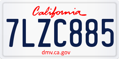 CA license plate 7LZC885