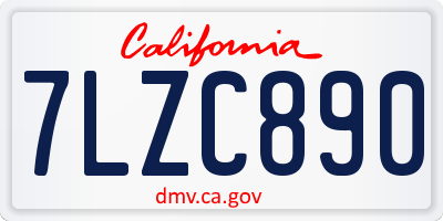 CA license plate 7LZC890