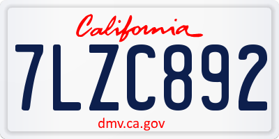 CA license plate 7LZC892