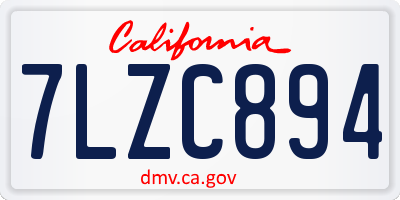 CA license plate 7LZC894