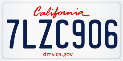 CA license plate 7LZC906