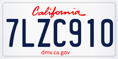CA license plate 7LZC910