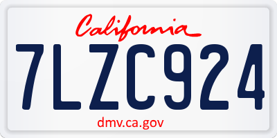 CA license plate 7LZC924