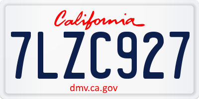 CA license plate 7LZC927