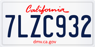 CA license plate 7LZC932