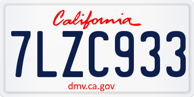 CA license plate 7LZC933