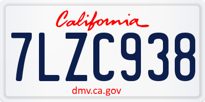 CA license plate 7LZC938