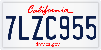 CA license plate 7LZC955