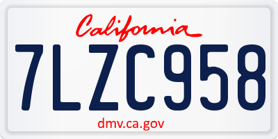 CA license plate 7LZC958
