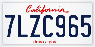 CA license plate 7LZC965