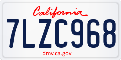 CA license plate 7LZC968