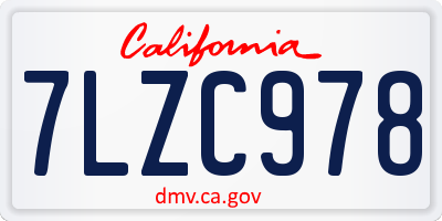 CA license plate 7LZC978