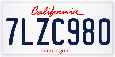 CA license plate 7LZC980