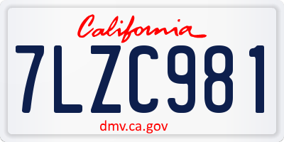 CA license plate 7LZC981