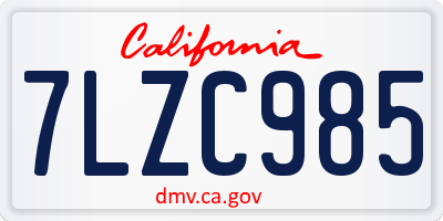 CA license plate 7LZC985