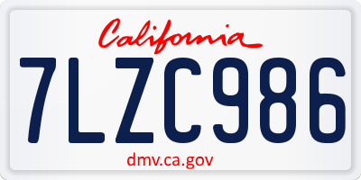 CA license plate 7LZC986