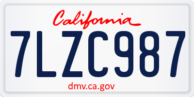 CA license plate 7LZC987