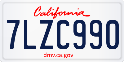 CA license plate 7LZC990
