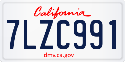 CA license plate 7LZC991
