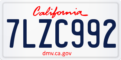 CA license plate 7LZC992