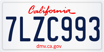 CA license plate 7LZC993