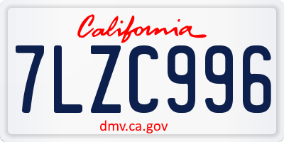 CA license plate 7LZC996