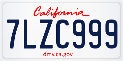CA license plate 7LZC999