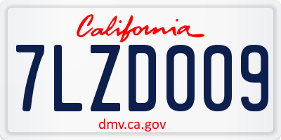 CA license plate 7LZD009