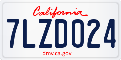CA license plate 7LZD024
