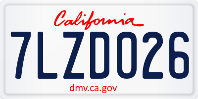 CA license plate 7LZD026