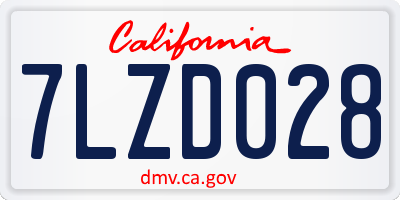 CA license plate 7LZD028