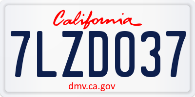 CA license plate 7LZD037