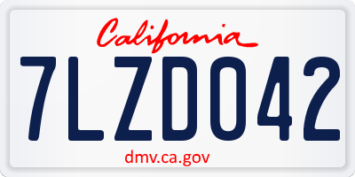 CA license plate 7LZD042