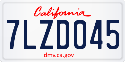 CA license plate 7LZD045