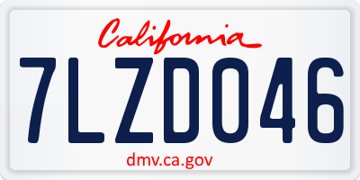 CA license plate 7LZD046