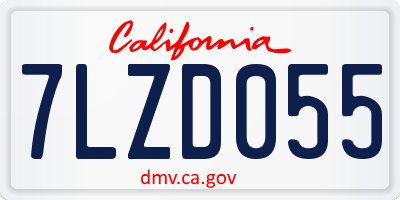 CA license plate 7LZD055