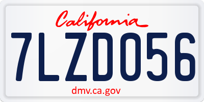 CA license plate 7LZD056