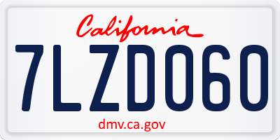 CA license plate 7LZD060