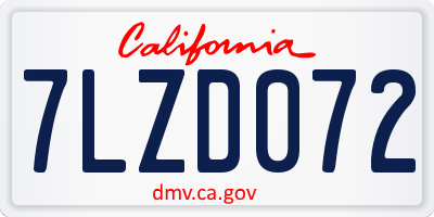 CA license plate 7LZD072