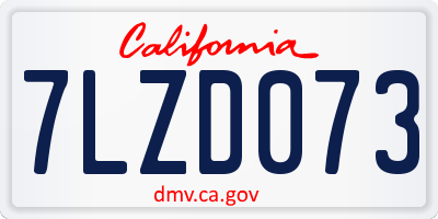 CA license plate 7LZD073
