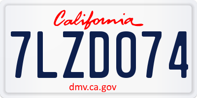 CA license plate 7LZD074