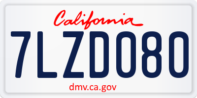 CA license plate 7LZD080