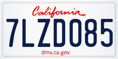 CA license plate 7LZD085
