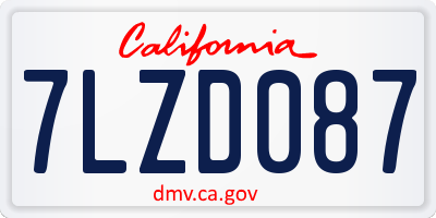 CA license plate 7LZD087