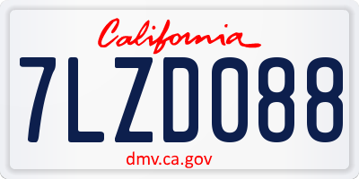 CA license plate 7LZD088