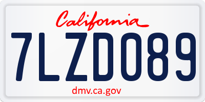 CA license plate 7LZD089