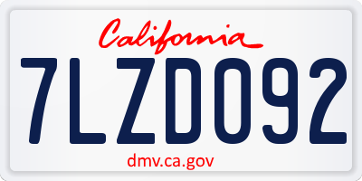 CA license plate 7LZD092