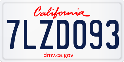 CA license plate 7LZD093