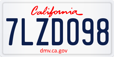 CA license plate 7LZD098