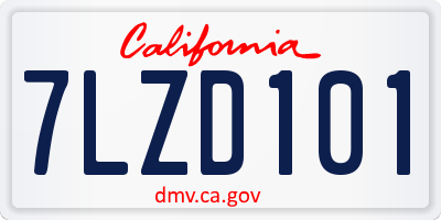 CA license plate 7LZD101